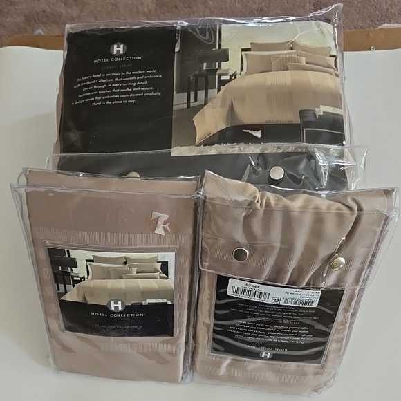 Hotel Collection Beige King Comforter Cover and Standard Pillow Sham - Picture 6 of 8